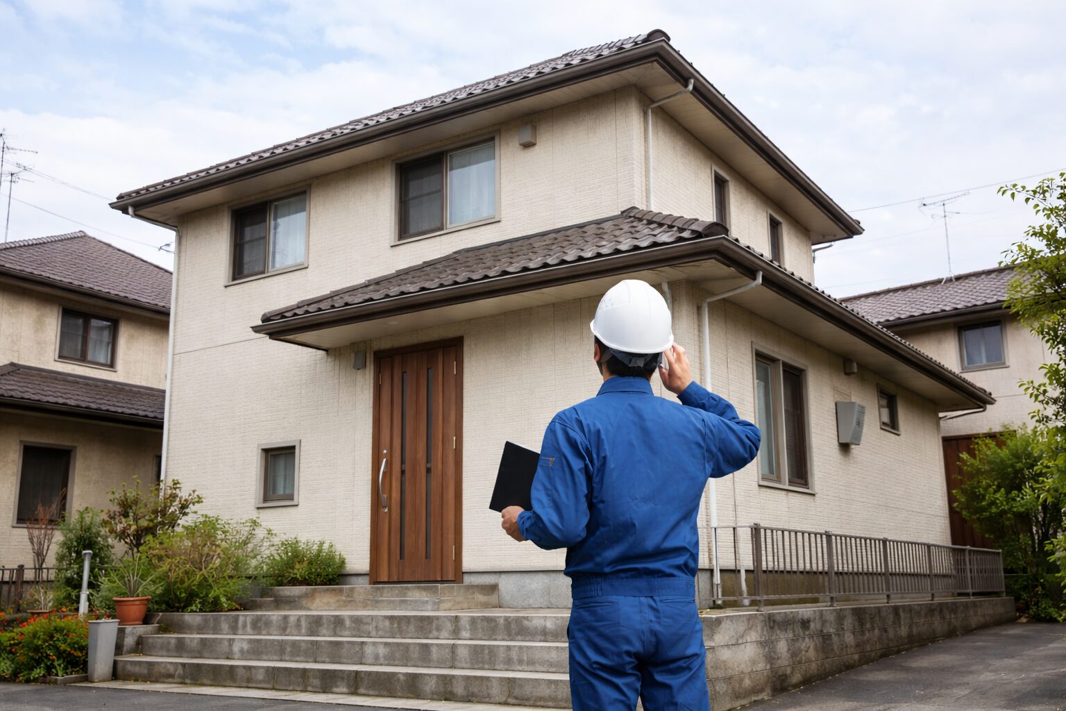 ペイントホームズ福島店スタッフによる建物無料診断の様子